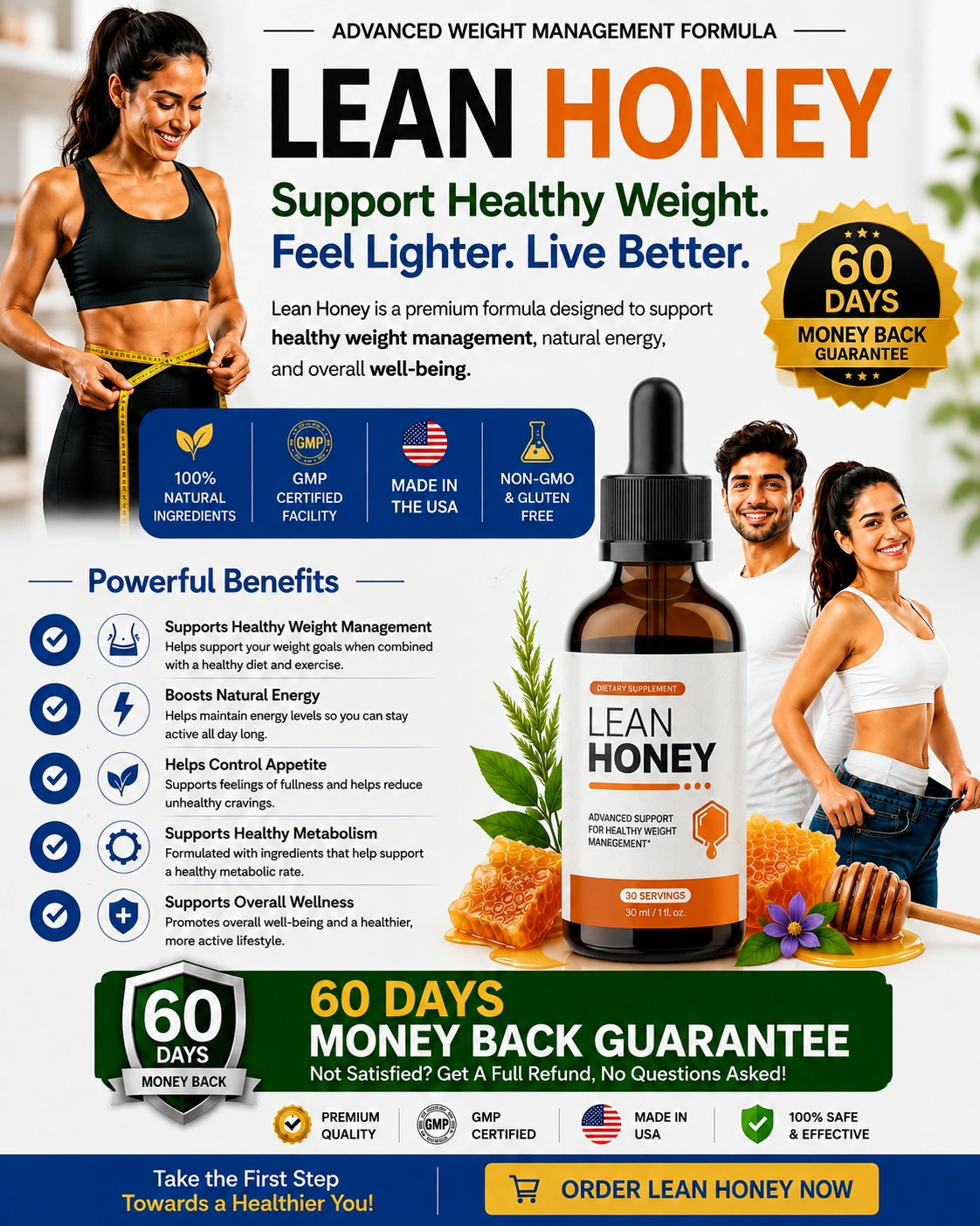Official LeanHoney Daily Wellness Formula LeanHoney Metabolic Wellness Supplement Bottle